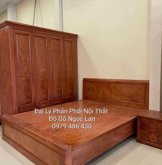 Bộ Combo Phòng Ngủ Gỗ Hương Đá 3 Chi Tiết Đơn Giản - Hiện Đại 