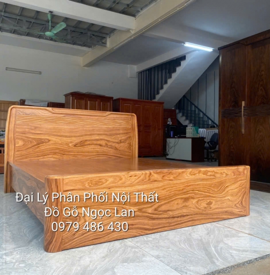 Giường Ngủ Gỗ Hương Xám Phản Liền Trạm Sóng Sang Trọng