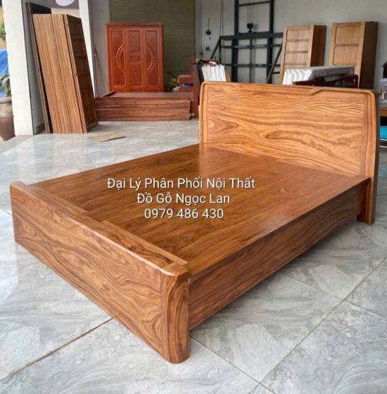 Giường Ngủ Gỗ Hương Xám Phản Liền Trạm Sóng Sang Trọng
