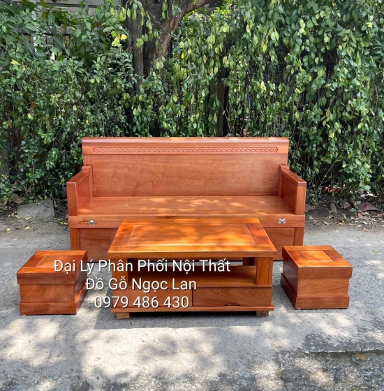 Giường Gấp Gỗ Xoan Đào Thông Minh Đa Năng Kèm Bàn Đôn Sofa Tiện Ích 