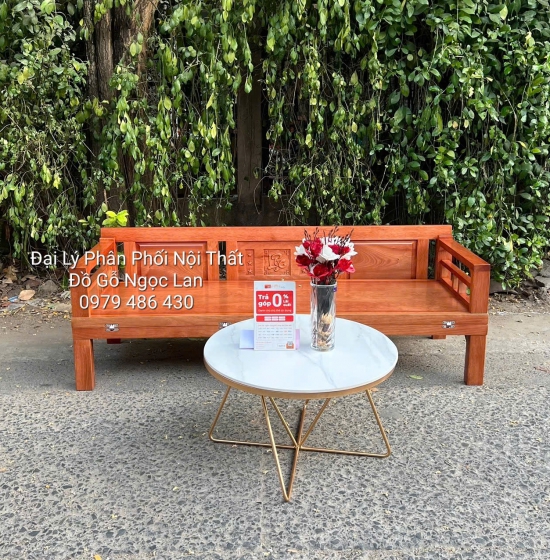 Giường Gấp Gỗ Xoan Đào Kèm Bàn Trà Mặt Đá Đa Năng, Tiện Dụng