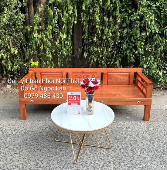Giường Gấp Gỗ Xoan Đào Kèm Bàn Trà Mặt Đá Đa Năng, Tiện Dụng