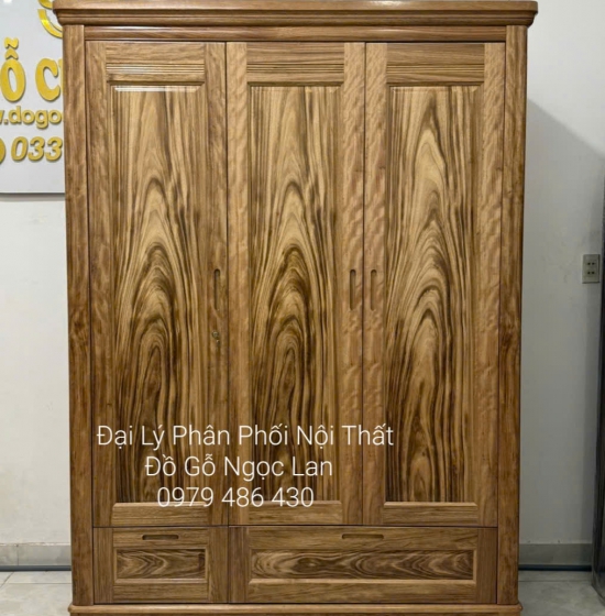 Tủ Quần Áo 3 Cánh Gỗ Hương Xám Mẫu Trơn Đơn Giản - Hiện Đại