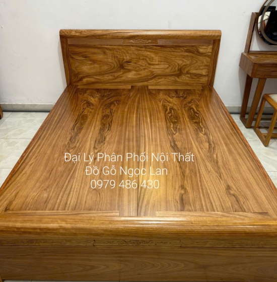 Giường Ngủ Gỗ Hương Xám Phản Liền Chỉ Hoa Hiện Đại 