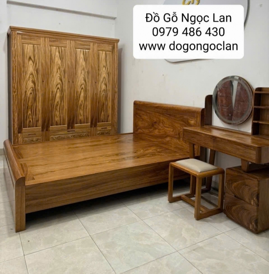Combo Phòng Ngủ Gỗ Hương Xám Cao Cấp Hiện Đại 3 Món 