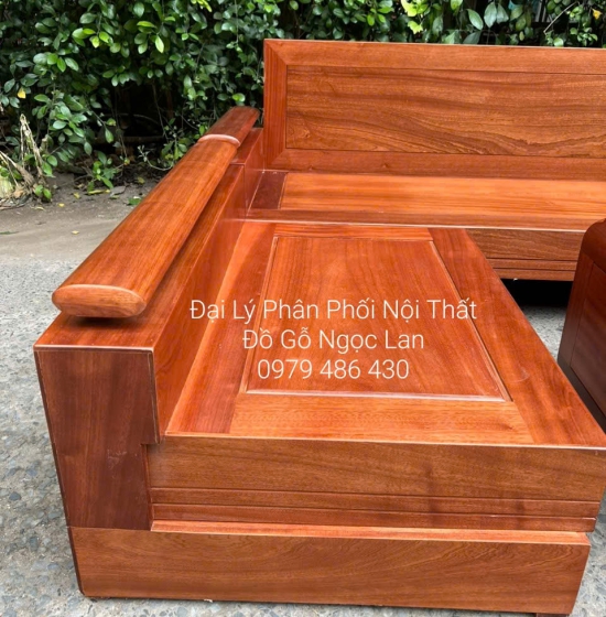 Bộ Bàn Ghế Sofa Gỗ Xoan Đào Góc L Bàn Bom Đơn Giản - Hiện Đại 