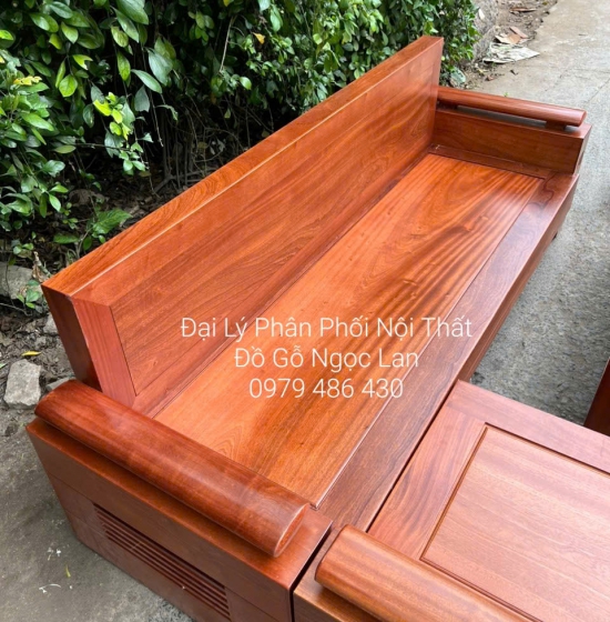 Bộ Bàn Ghế Sofa Gỗ Xoan Đào Góc L Bàn Bom Đơn Giản - Hiện Đại 