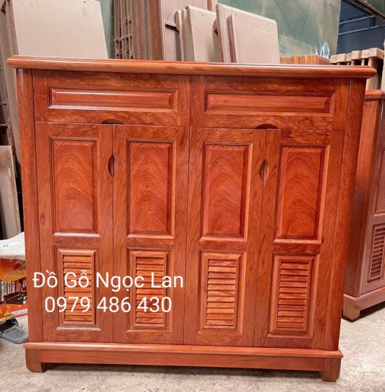 Tủ Giày Dép 4 Cánh Gỗ Hương Đá Cao 1m2