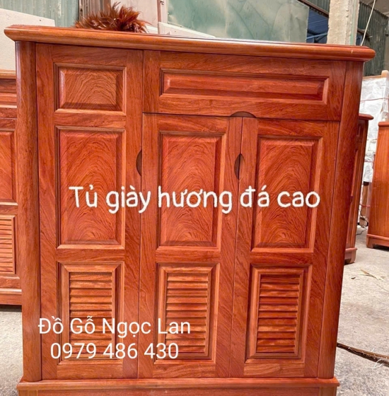 Tủ Giày Gỗ Hương Đá 3 Cánh Cao 1m2