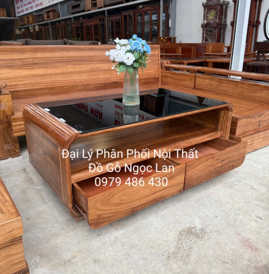 Sofa 1 Văng Gỗ Hương Xám Tựa Lưng Soi Bàn Bom - Hiện Đại Nhỏ Gọn