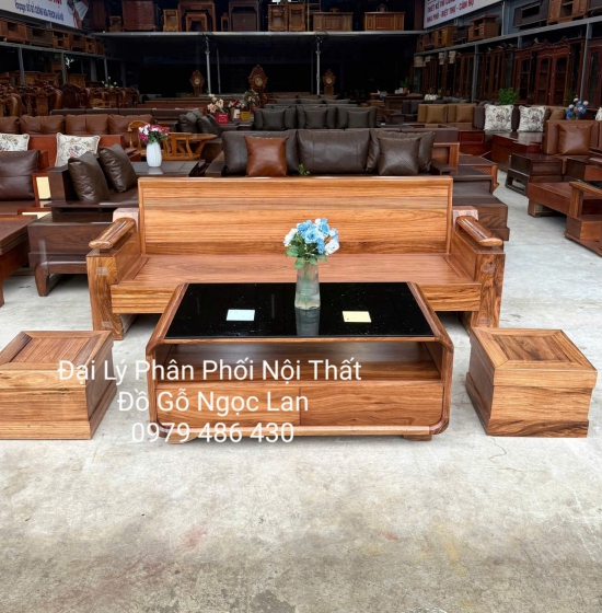 Sofa 1 Văng Gỗ Hương Xám Tựa Lưng Soi Bàn Bom - Hiện Đại Nhỏ Gọn