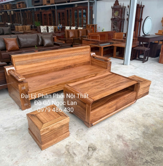 Sofa 1 Văng Gỗ Hương Xám Tựa Lưng Soi Bàn Bom - Hiện Đại Nhỏ Gọn