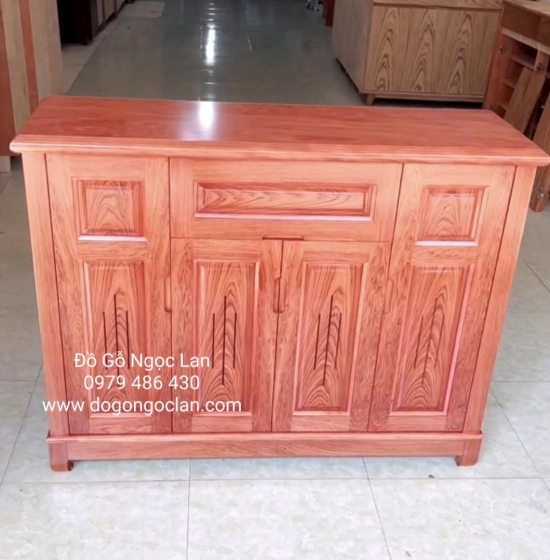 Tủ Giày Dép Gỗ Hương Đá 4 Cánh Cao Cấp 1m2 - Lá Sách