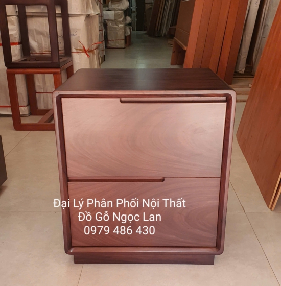 Tủ Đầu Giường Gỗ Mun Thiết Kế 2 Ngăn Kéo Hiện Đại Bền Đẹp 