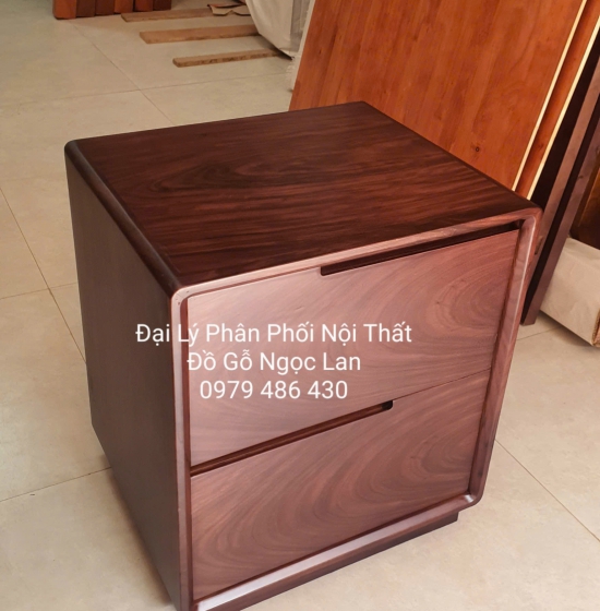 Tủ Đầu Giường Gỗ Mun Thiết Kế 2 Ngăn Kéo Hiện Đại Bền Đẹp 
