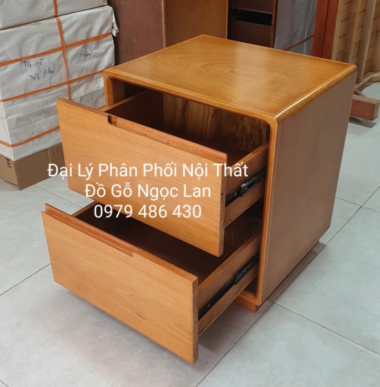Tủ Đầu Giường Gỗ Gõ Đỏ 2 Ngăn Kéo Sang Trọng 