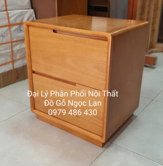 Tủ Đầu Giường Gỗ Gõ Đỏ 2 Ngăn Kéo Sang Trọng 