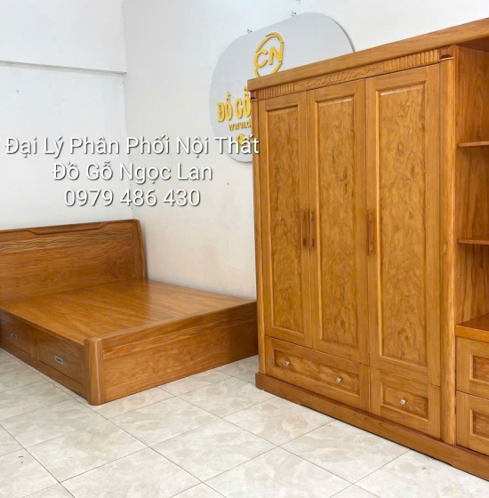 Combo Phòng Ngủ Gỗ Gõ Đỏ 4 Chi Tiết Thiết Kế Sang Trọng - Hiện Đại