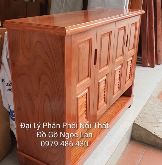 Tủ Giày Dép 4 Cánh Gỗ Xoan Đào Thiết Kế Hở Chân - Bền Đẹp 