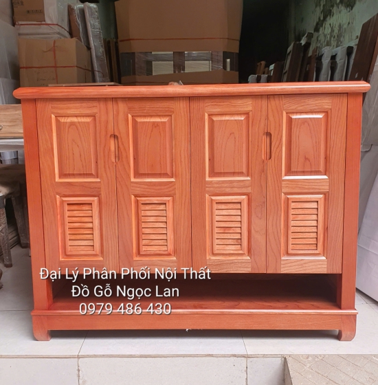 Tủ Giày Dép 4 Cánh Gỗ Xoan Đào Thiết Kế Hở Chân - Bền Đẹp 