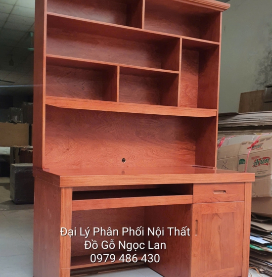 Bàn Học Sinh Gỗ Hương Đá Liền Kệ Sách Cao Cấp 1m2, Hàng Đặt