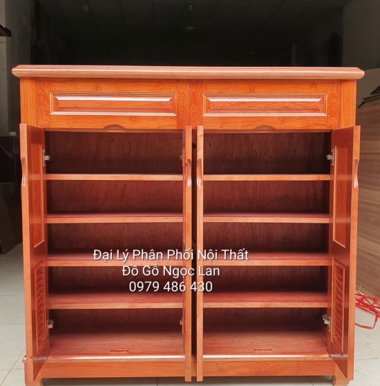 Tủ Giày Dép 4 Cánh Gỗ Hương Đá Cao 1m2