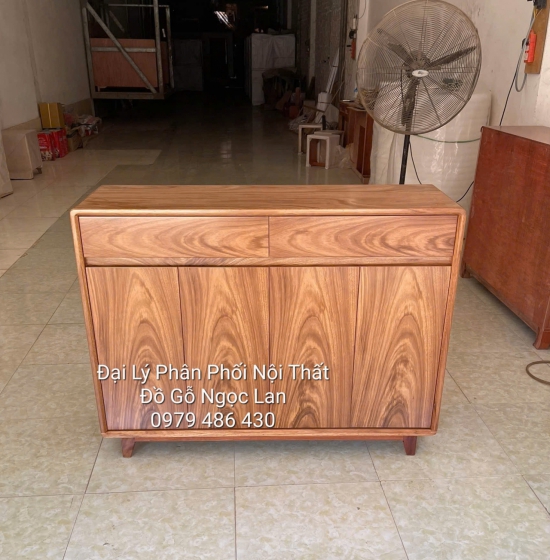 Tủ Giày Dép 4 Cánh Gỗ Hương Xám 1m2 Chân Cao Hiện Đại