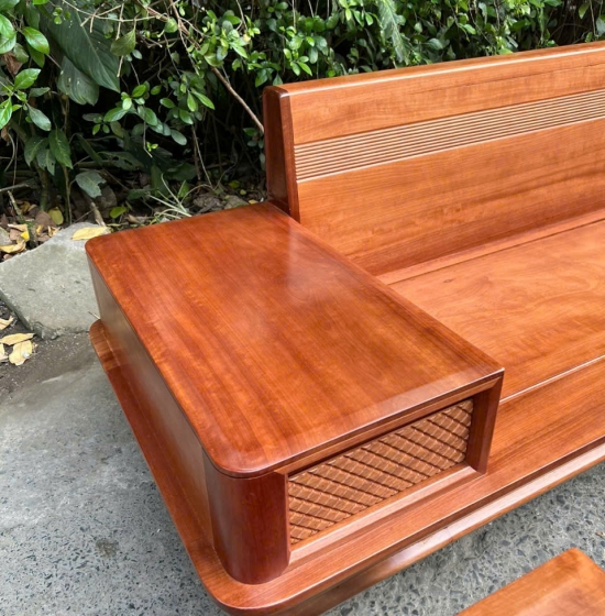 Bộ Ghế Sofa Gỗ Xoan Đào Chân Thuyền Góc L Kèm Nệm Cao Cấp