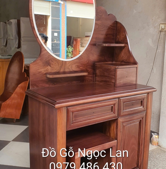 Bàn Trang Điểm Gỗ Hương Xám 80cm Hiện Đại - Màu Óc Chó