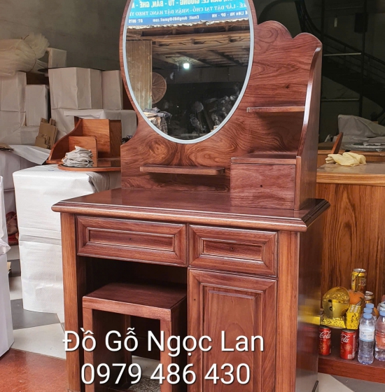 Bàn Trang Điểm Gỗ Hương Xám 80cm Hiện Đại - Màu Óc Chó