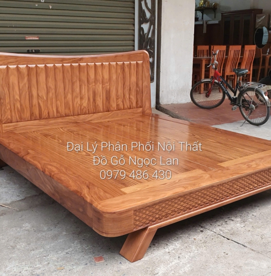 Giường Ngủ Gỗ Hương Xám Mẫu Nhật Chân Thuyền Hiện Đại