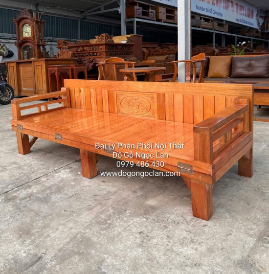 Giường Gấp Thành Ghế Gỗ Sồi Màu Xoan Đào 1m2x1m9