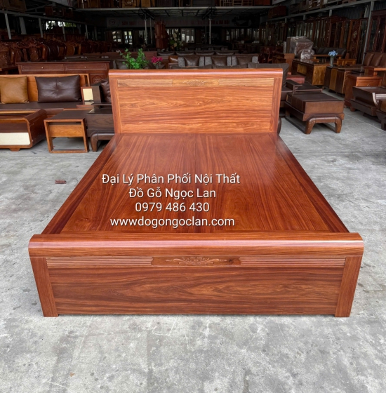 Giường Gỗ Cẩm Mẫu Chỉ Hoa Phản Liền Đơn Giản - Sang Trọng