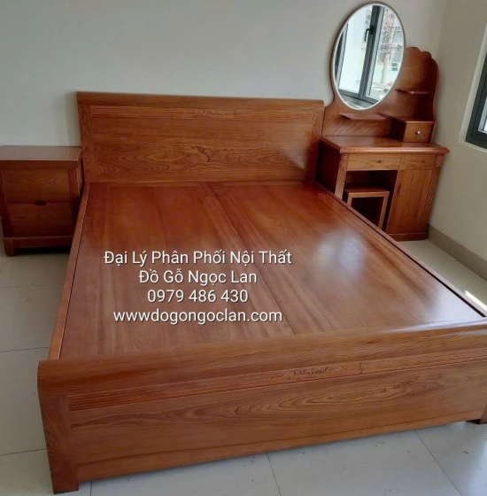 Giường Gỗ Xoan Đào Gia Lai Mẫu Chỉ Hoa Vạt Phản 